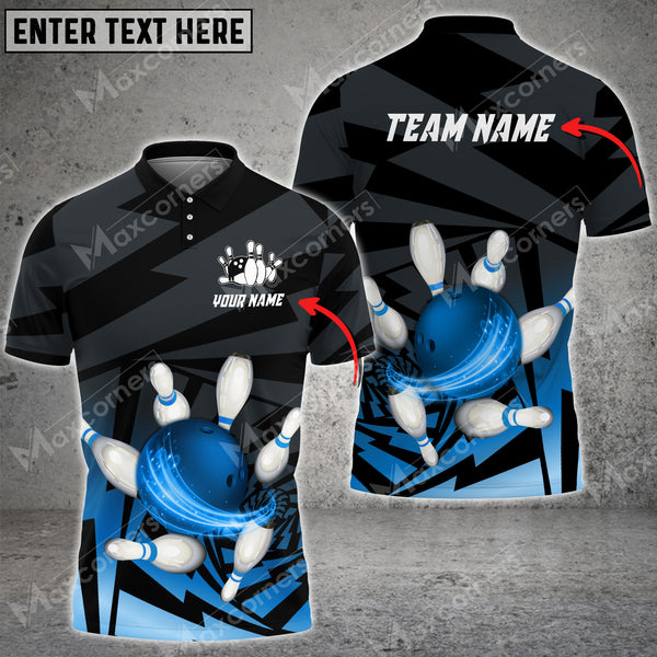 Maxcorners Bowling Ball And Pins Hallucinogenic Throw Multicolor Option Customized Name 3D Shirt (4 Colors)