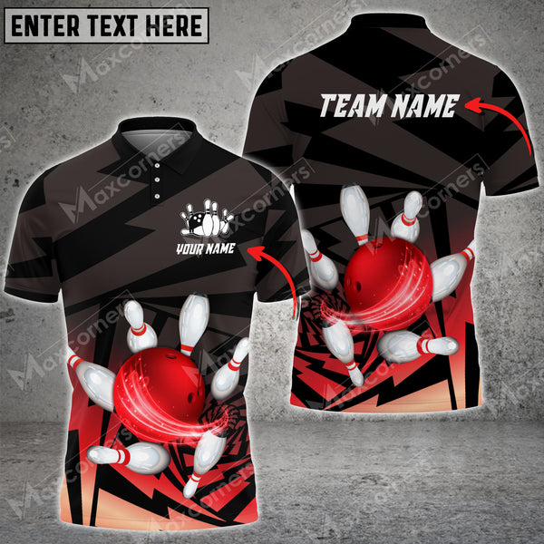 Maxcorners Bowling Ball And Pins Hallucinogenic Throw Multicolor Option Customized Name 3D Shirt (4 Colors)