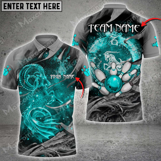 Maxcorners Bowling Ball And Pins Capricorn Symbol Multicolor Option Customized Name 3D Shirt (4 Colors)