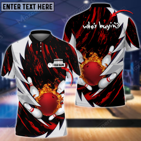 Maxcorners Bowling And Pins Fire Thunderstorm Multicolor Option Customized Name 3D Shirt KH