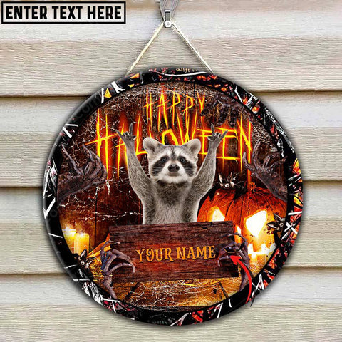 Maxcorners Racoon Hunting Personalized Name Halloween Wooden Sign