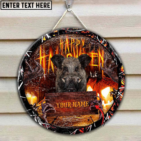 Maxcorners Boar Hunting Personalized Name Halloween Wooden Sign