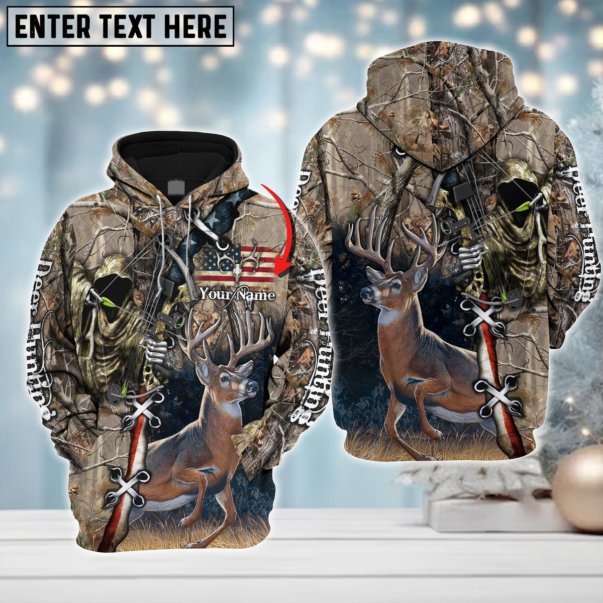 Maxcorners Custom Name Hunting Deer American ( Multicolor Option ) Shirt 3D All Over Printed Clothes