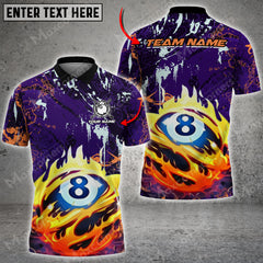 Maxcorners Billiards 8 Ball Fire Abstract Grunge Personalized Name 3D Shirt