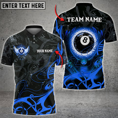 Maxcorners Billiards 8 Ball Wing Grunge Personalized Name 3D Shirt (Multi Color Options)