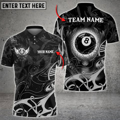 Maxcorners Billiards 8 Ball Wing Grunge Personalized Name 3D Shirt (Multi Color Options)