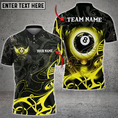 Maxcorners Billiards 8 Ball Wing Grunge Personalized Name 3D Shirt (Multi Color Options)