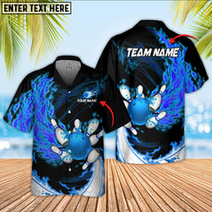 Maxcorners Breath Of Fire Bowling And Pins Multicolor Option Customized Name Hawaiian Shirt