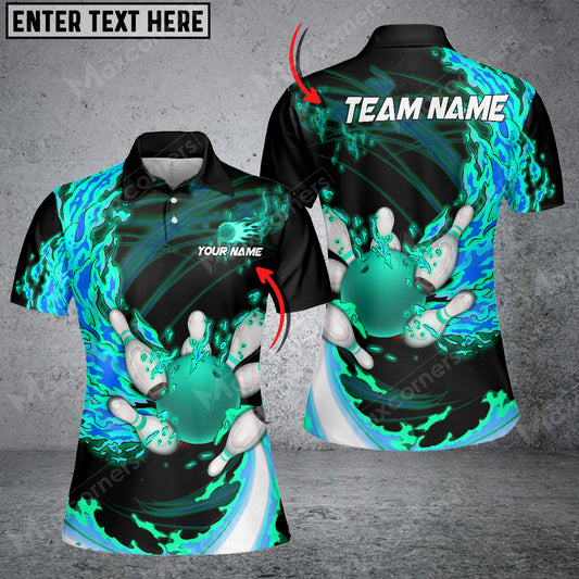 Maxcorners Breath Of Fire Bowling And Pins Multicolor Option Customized Name 3D Shirt For Women