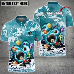 Maxcorners Billiards The Fury Of The Sea Personalized Name 3D Shirt (Multi Color Options)