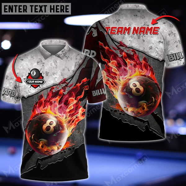 Maxcorners Billiards The Flame Of Victory Personalized Name 3D Shirt (Multi Color Options)