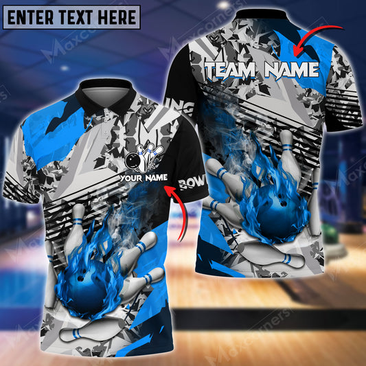 Maxcorners Bowling Ball And Pins Apollo Sun Multicolor Option Customized Name 3D Shirt (4 Colors)