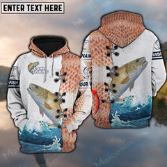 Maxcorners Fishing Redfish Puppy Drum Skin Gone Customize Name 3D Shirts