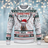 Maxcorners Elk Hunting Merry Christmas All Over Print Sweater