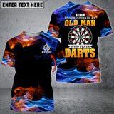 Maxcorners Old Man Darts Personalized Name 3D Shirt