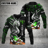 Maxcorners Custom Name Green Dragon Bowling 3D Hoodie