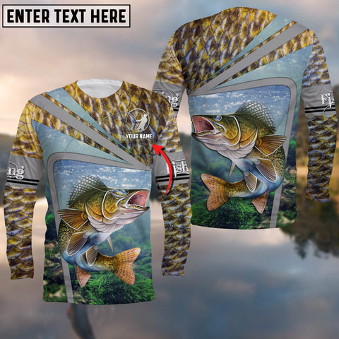 Maxcorners Walleye Fishing Cool Customize Name 3D Shirts