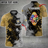 Maxcorners Yellow Black Ball Pool Personalized Name 3D Shirt