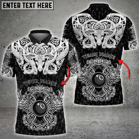 Maxcorners Billiard Viking Norse Vegvisir Runes Celtic Personalized Name 3D Shirt