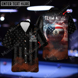 Maxcorners Billiards 8 Ball Smoke US Flag Personalized Name Hawaiian Shirt