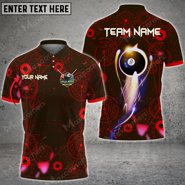 Maxcorners Billiards 8 Ball Gear Personalized Name 3D Shirt (Multi Color Options)