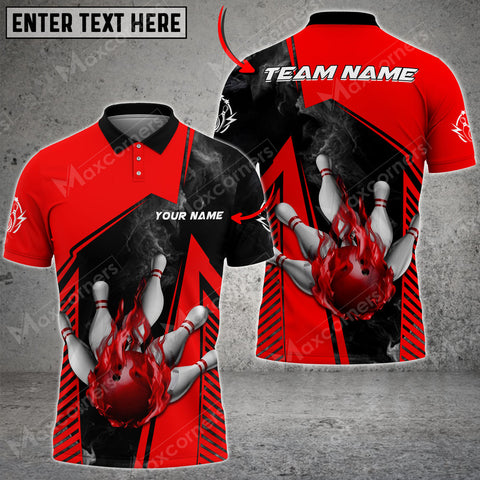 Maxcorners Darts Skull Fire Flame Pattern Multicolor Options Personalized Name, Team Name 3D Polo Shirts (4 Colors)