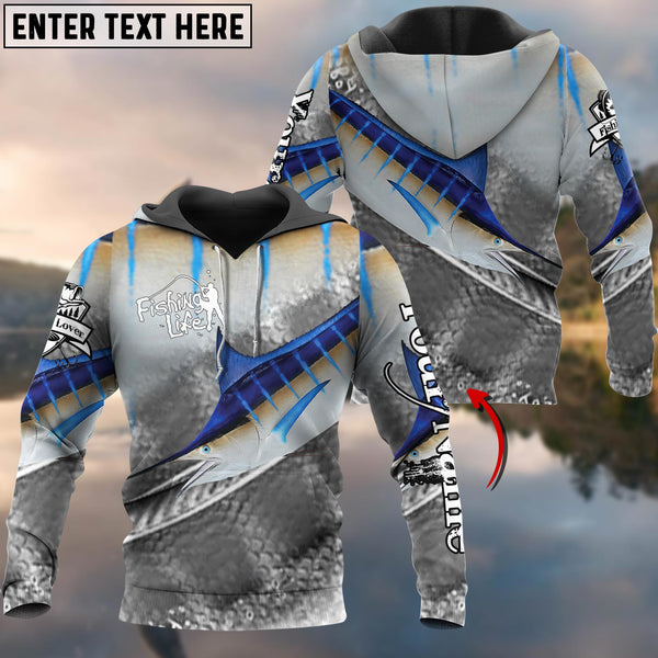 Maxcorners Blue Marlin Fishing Skin Cool Customize Name 3D Shirts