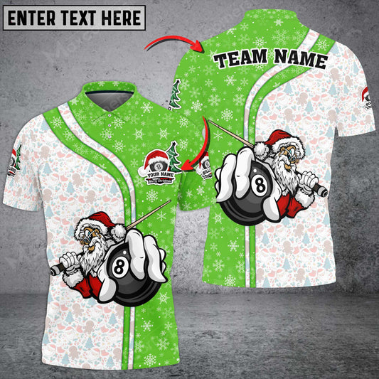 Maxcorners Christmas Billiards 8 Ball Snow Grunge Multicolor Options Customized Name 3D Shirt