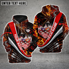 Maxcorners Billiards Red Thunder Multicolor Option Customized Name 3D Hoodie