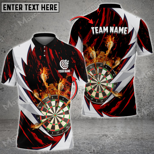 Maxcorners Fire Thunderstorm Darts For Team Design Multicolor Option Personalized Name 3D Shirt