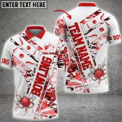 Maxcorners Bowling And Pins White Grunge Multicolor Option Customized Name 3D Shirt