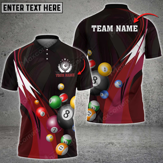 Maxcorners Billiards Colorful Abstract Liquid Multi Color Options Personalized Name 3D Shirt (4 Colors)