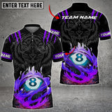 Maxcorners Billiards Ball 8 Fire Tiger Multi Color Options Personalized Name 3D Shirt (6 Colors)