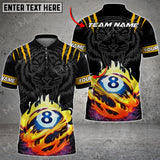 Maxcorners Billiards Ball 8 Fire Tiger Multi Color Options Personalized Name 3D Shirt (6 Colors)