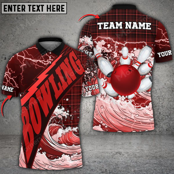 Maxcorners Bowling Ball And Pins Poseidon Storm Multicolor Option Customized Name 3D Shirt (4 Colors)