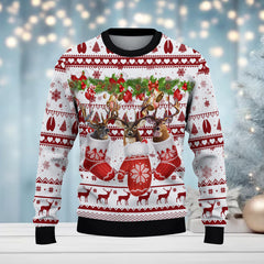 Maxcorners Hunting (Multi Animal Options) Bells Merry Christmas All Over Print Sweater