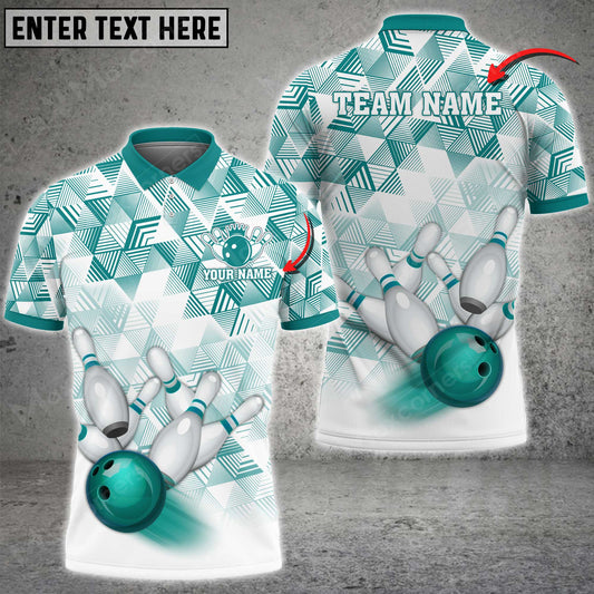 Maxcorners Bowling Ball And Pins Triangle Art Multicolor Option Customized Name 3D Shirt (4 Colors)