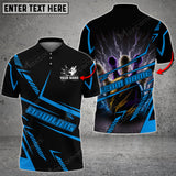 Maxcorners Bowling Ball And Pins Cyber Thundering Multicolor Option Customized Name 3D Shirt (4 Colors)