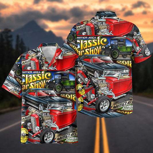 Maxcorners Classic Car Show Hot Rod Hawaiian Shirt
