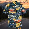 Maxcorners Personalized Classic Muscle Car Yellow Floral Tropical Hawaiian Shirt