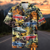 Maxcorners Personalized Classic Fastback Muscle Car Tropical Grunge Hawaiian Shirt