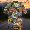 Maxcorners Personalized Classic Fastback Muscle Car Tropical Grunge Hawaiian Shirt