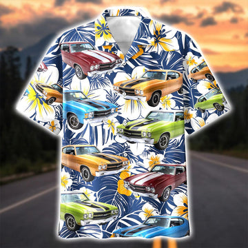 Maxcorners Classic American Muscle Floral Shirt - Custom Car Hawaiian Shirt