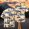 Maxcorners Personalized Classic Blue Muscle Car Desert Cactus Landscape Hawaiian Shirt
