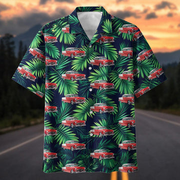 Maxcorners Custom Car 1955 Chevy Bel Air Tropical Palm Hawaiian Shirt