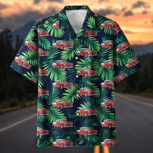 Maxcorners Custom Car 1955 Chevy Bel Air Tropical Palm Hawaiian Shirt