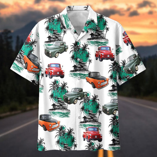 Maxcorners Personalized Car Vintage Classic Pickup Truck Tropical Island Hawaiian Shirt