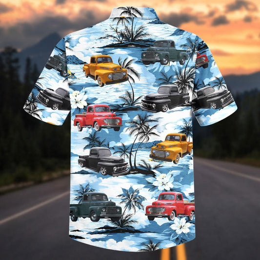 Maxcorners Personalized Car Vintage Classic Pickup Truck Tropical Floral Hawaiian Shirt