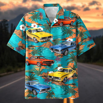 Maxcorners Personalized Car Classic Muscle Car Tropical Island Hawaiian Shirt