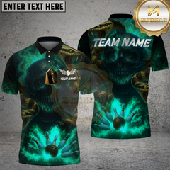 Maxcorners Bowling Shirt Evil Snake Skull Smoke Design Multioptions Personalized Name, Team Name Unisex 3D Shirt (4 Colors)